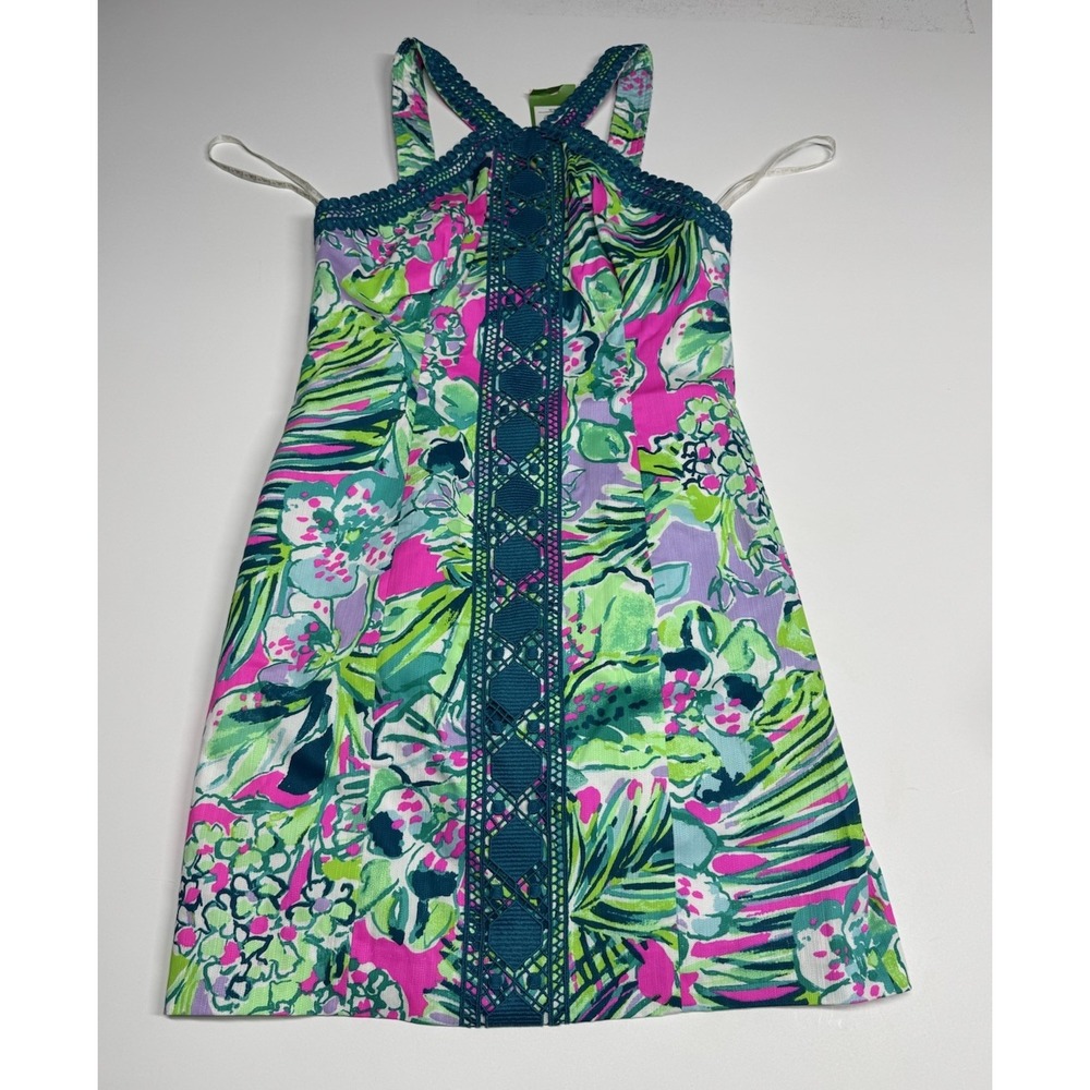 Lilly Pulitzer Dress Womens Size 0 Early Bloomer Vena Stretch Shift Green